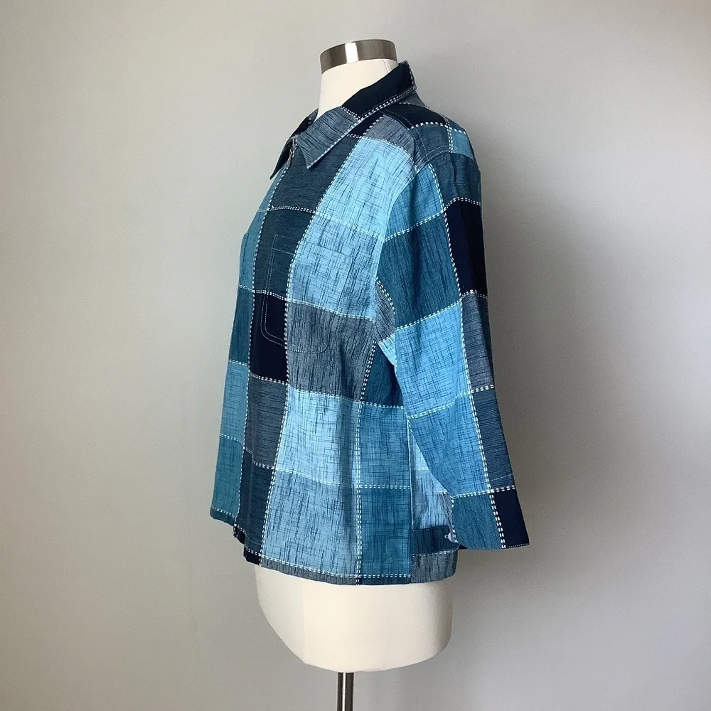 Vintage‎ Patchwork 3/4 Sleeve Blazer Jacket Large